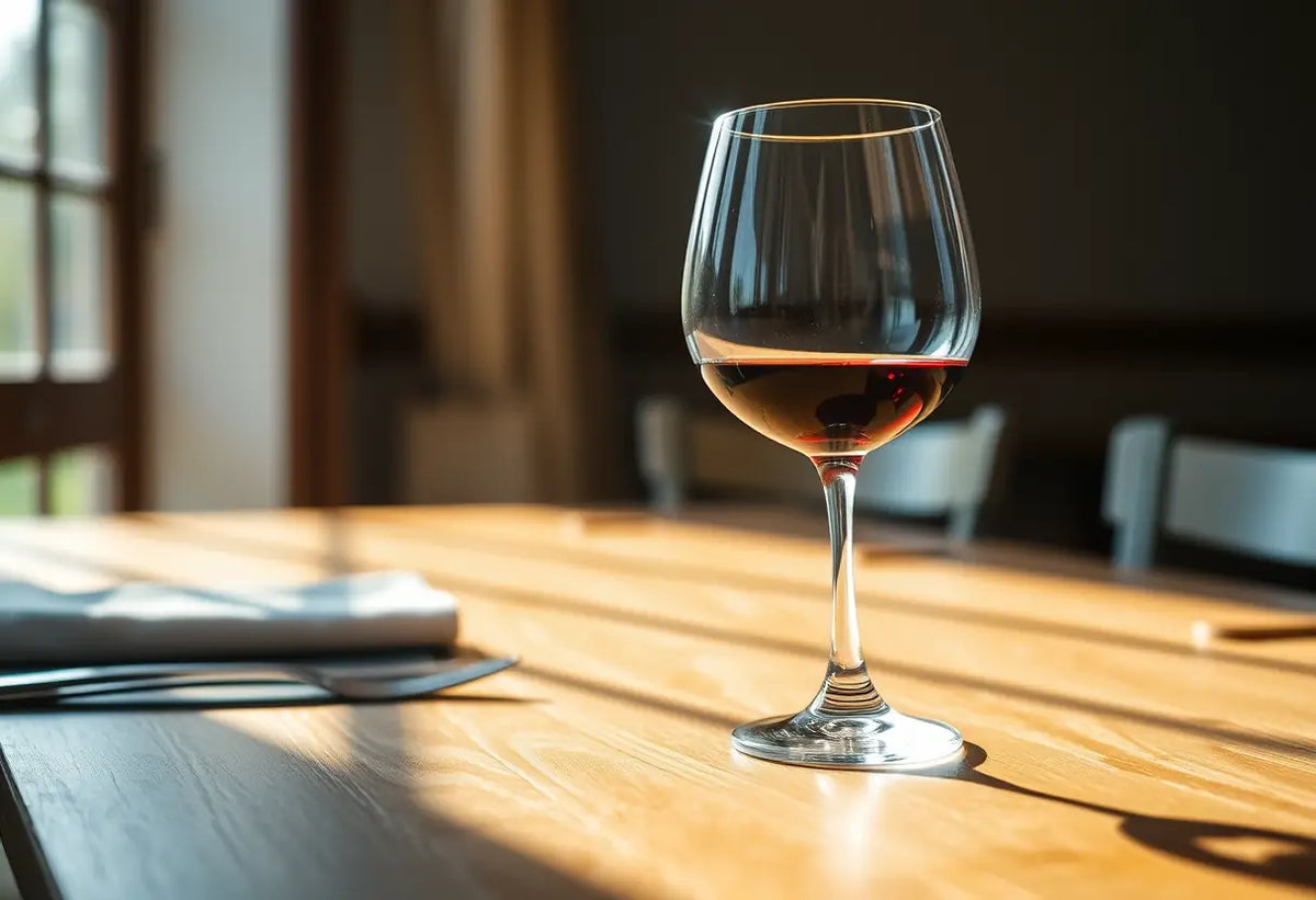 Un bureau avec un verre à moitié plein sous la lumière du soleil