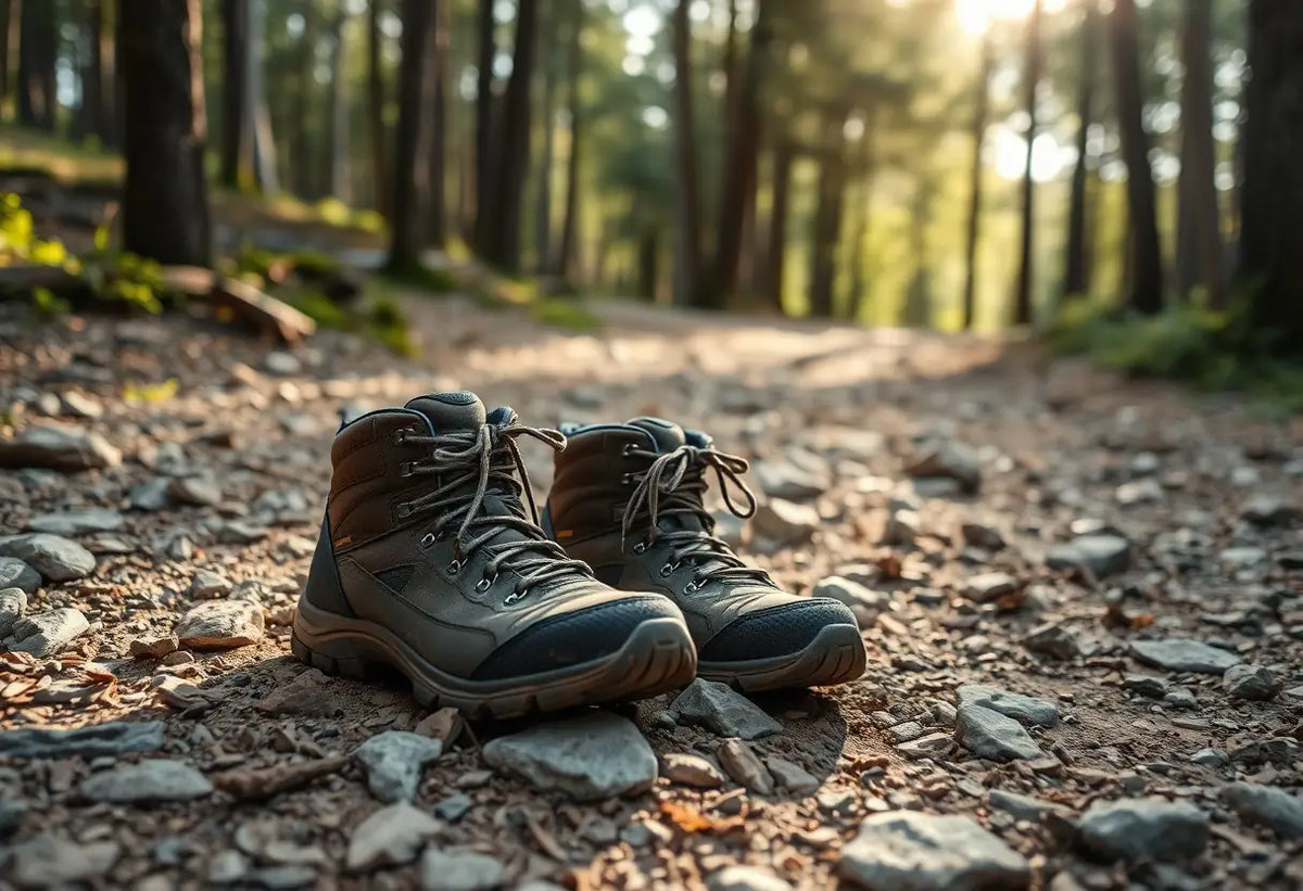 Chaussures de randonnée sur un sentier rocheux pour l'article sur les exercices de Kegel chez l'homme