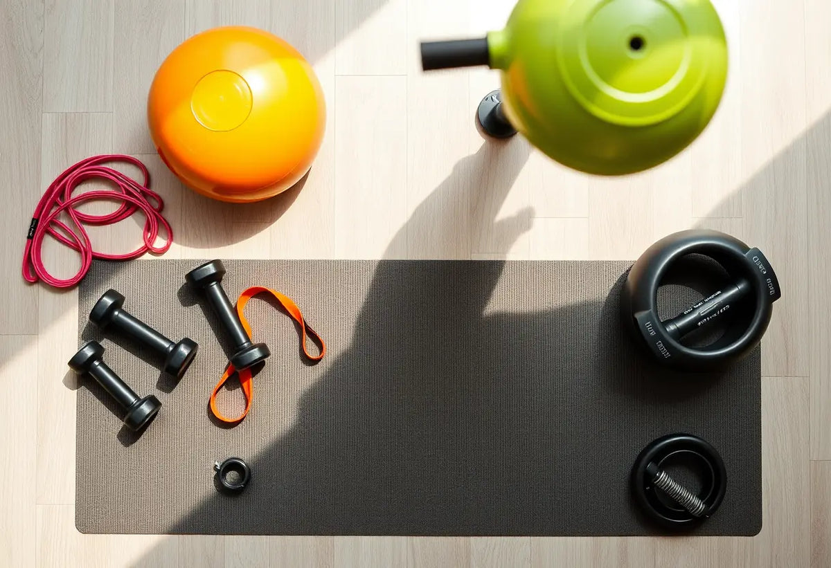 Mat de gymnastique avec équipements de fitness, guide complet sur les exercices Kegel pour hommes.