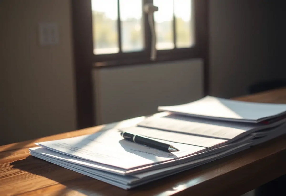 Bureau avec formulaires et stylo pour la PMA