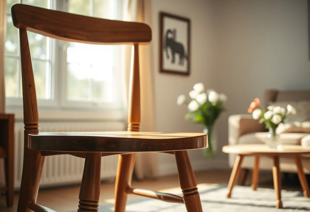 Chaise en bois dans un salon accueillant