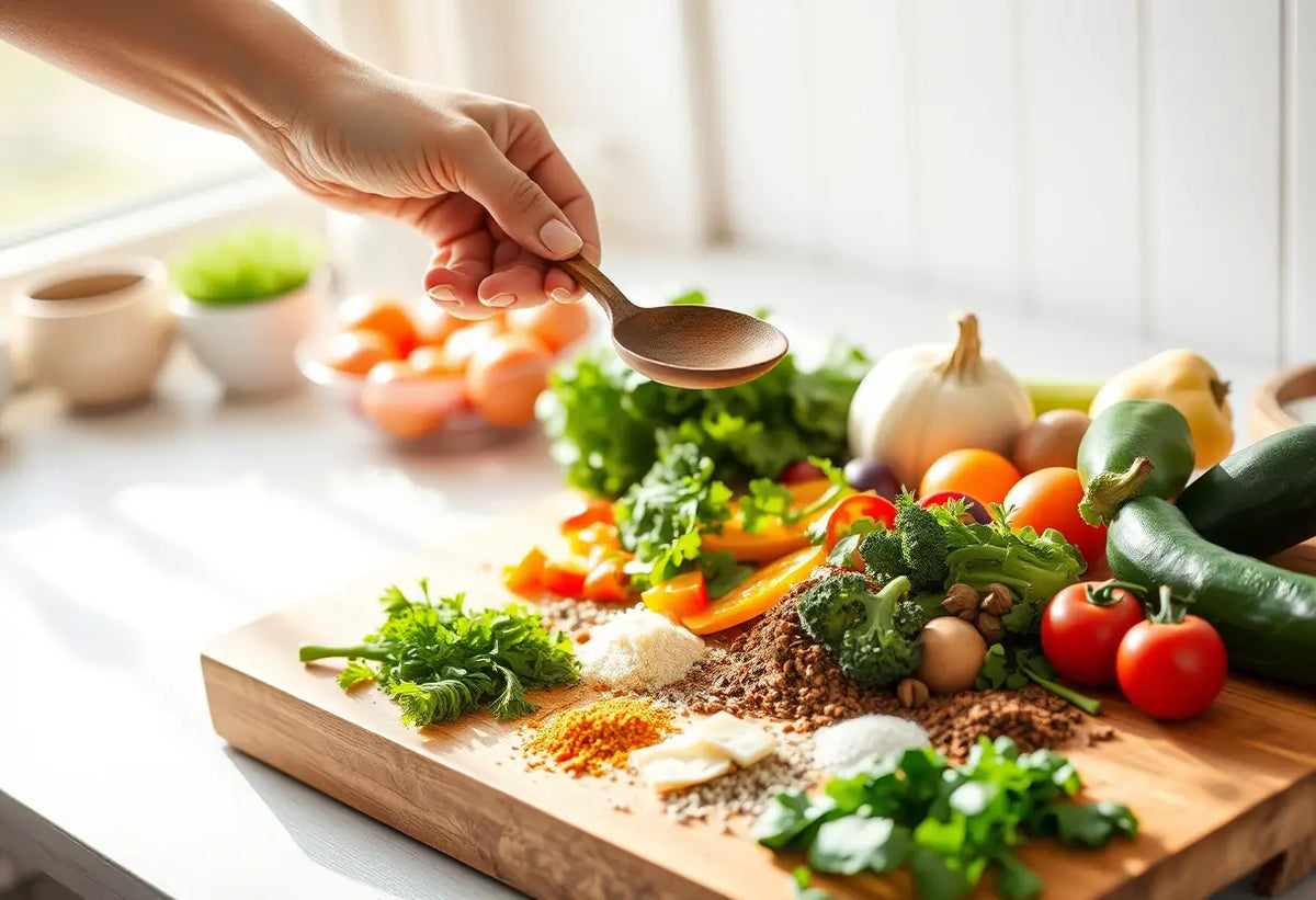 Main ingredients pour une assiette équilibrée