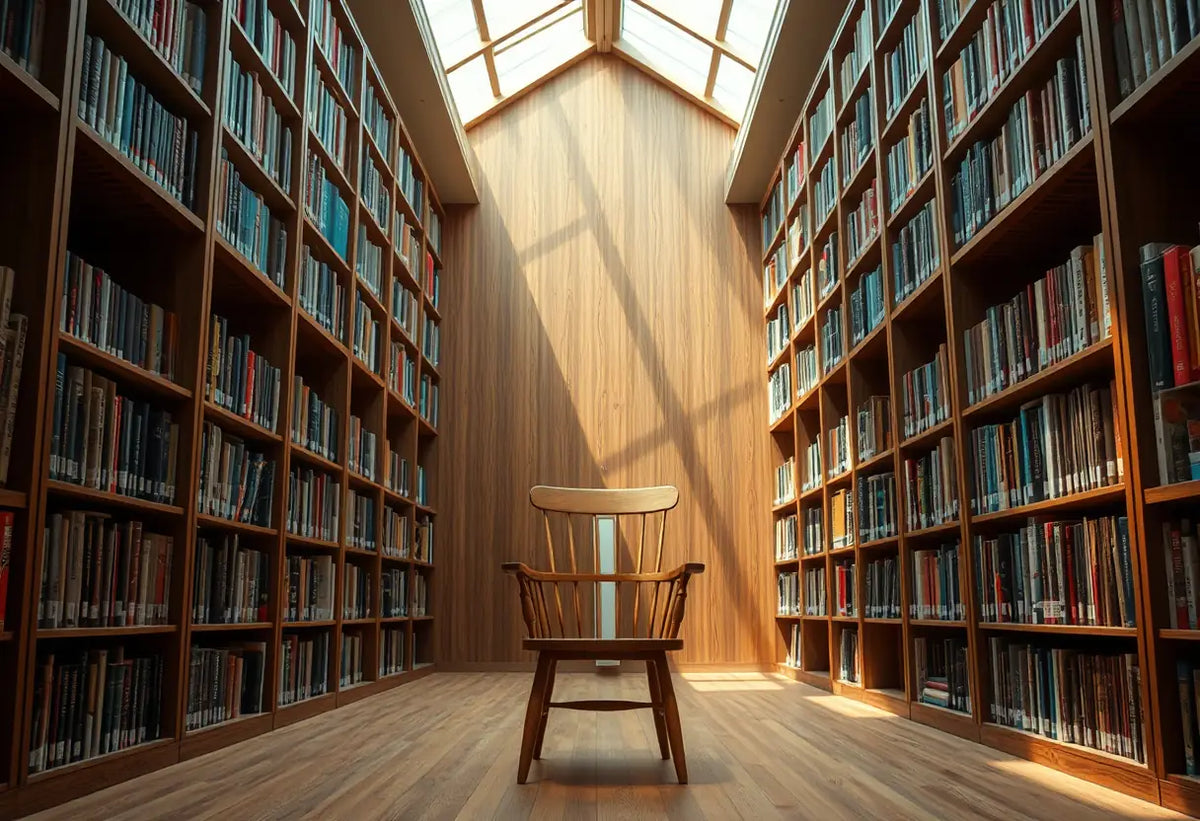 Chaise dans une pièce remplie de livres