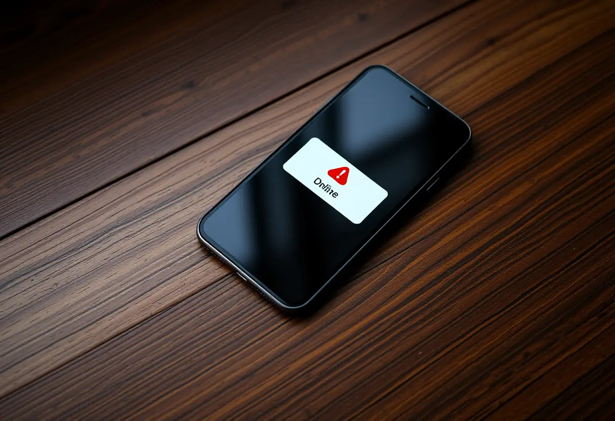 Un smartphone sur une table en bois avec une icône de notification allumée, illustrant la communication en ligne