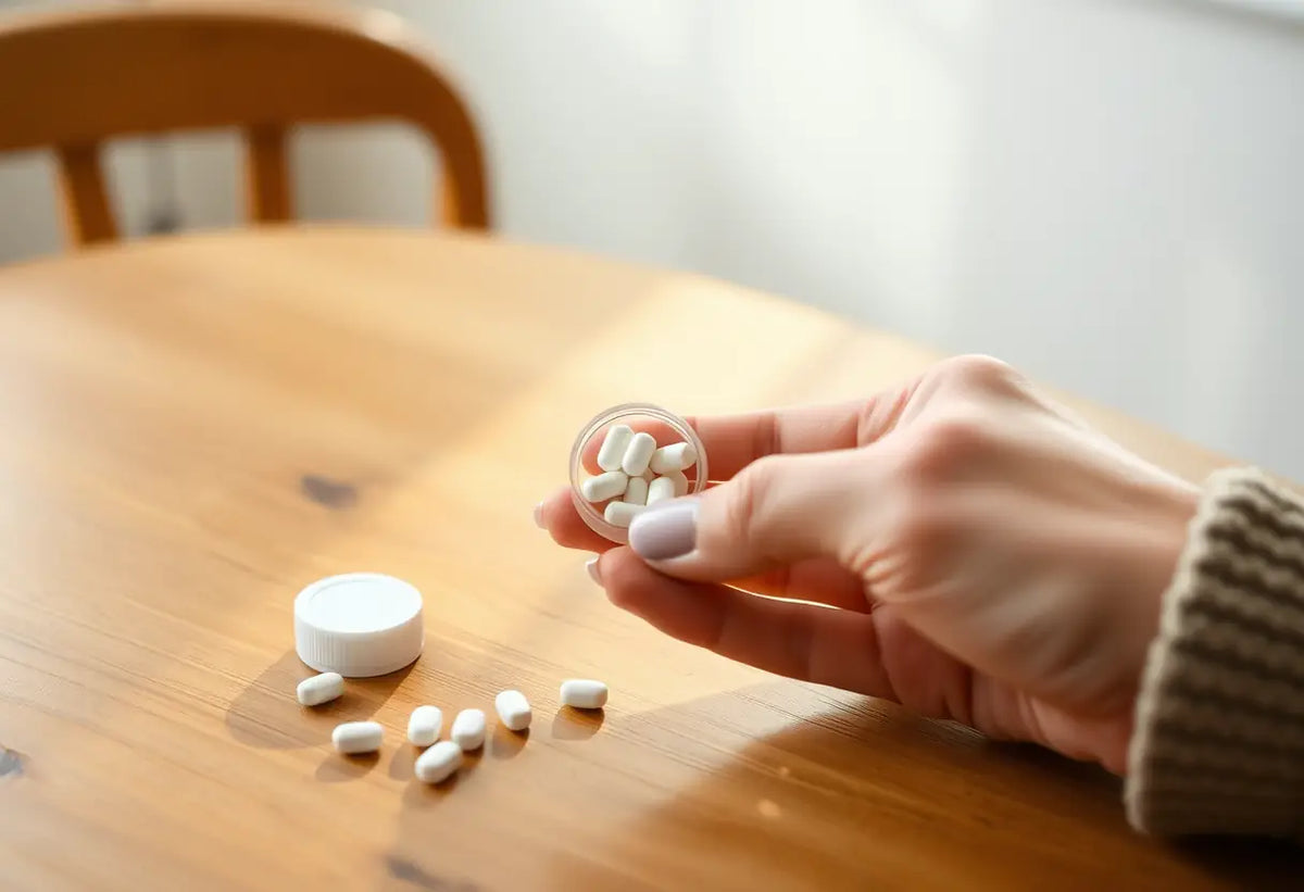 Maince contraceptive dans une petite bouteille posée sur une table