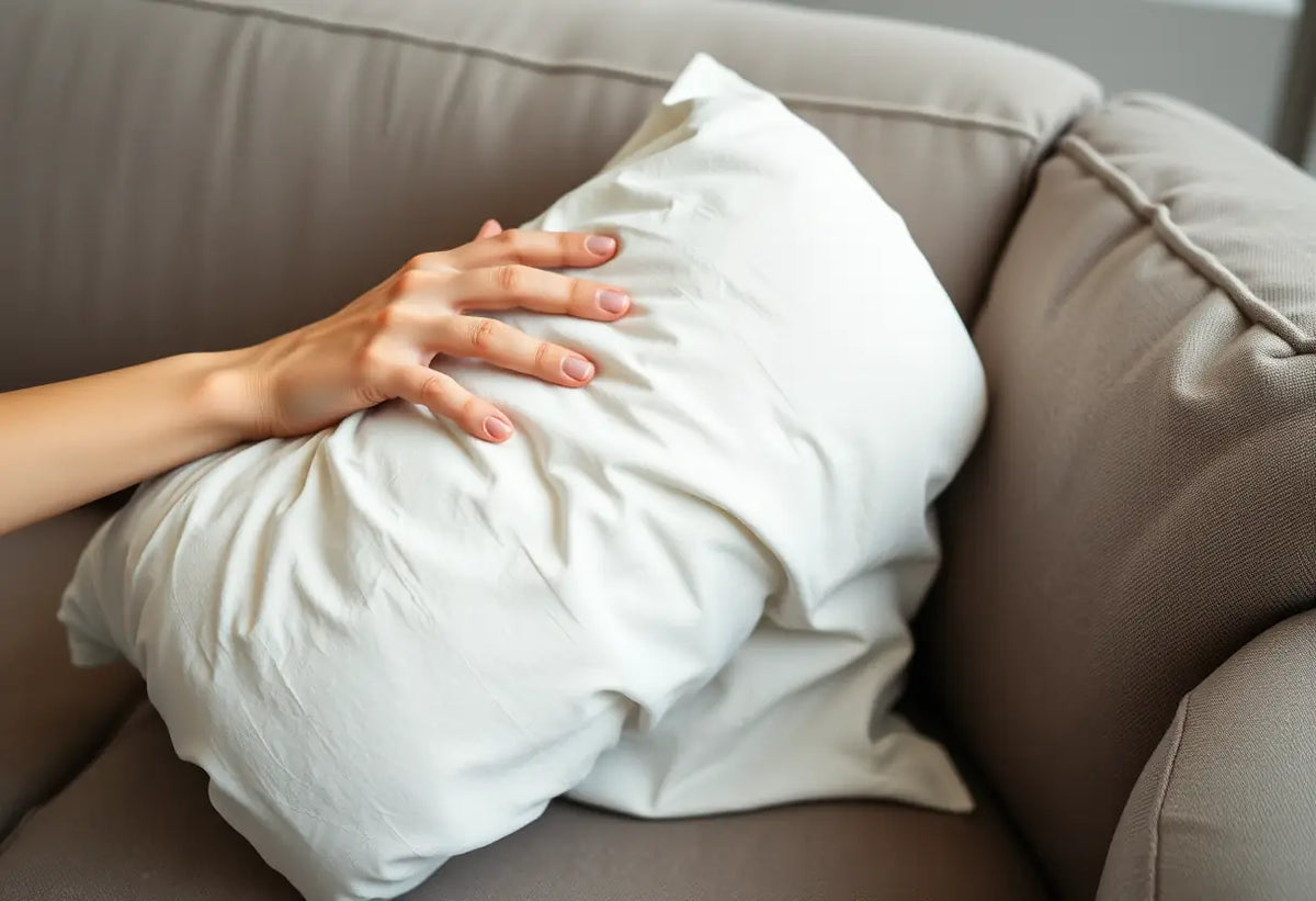 Mainière douce d'un coussin sur un canapé confortable