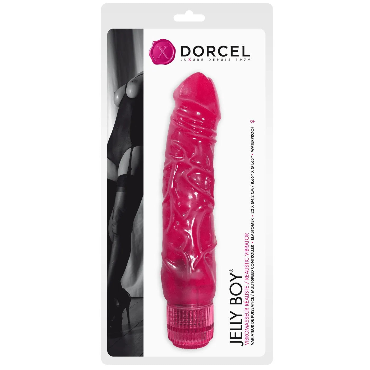 Vibromasseur réaliste rose nervuré étanche élastomère vibrations puissantes 22 cm