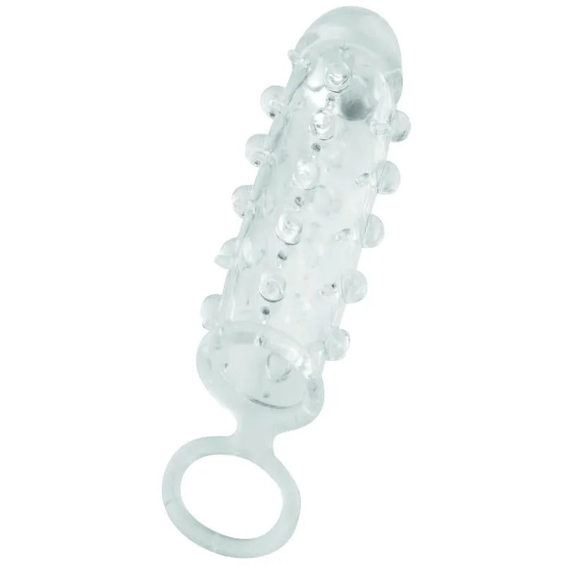 gaine orgasmique Dorcel extensible transparente blanche anneau pénien prolongation éjaculation élastomère sans phtalates souple nervurée augmente longueur diamètre