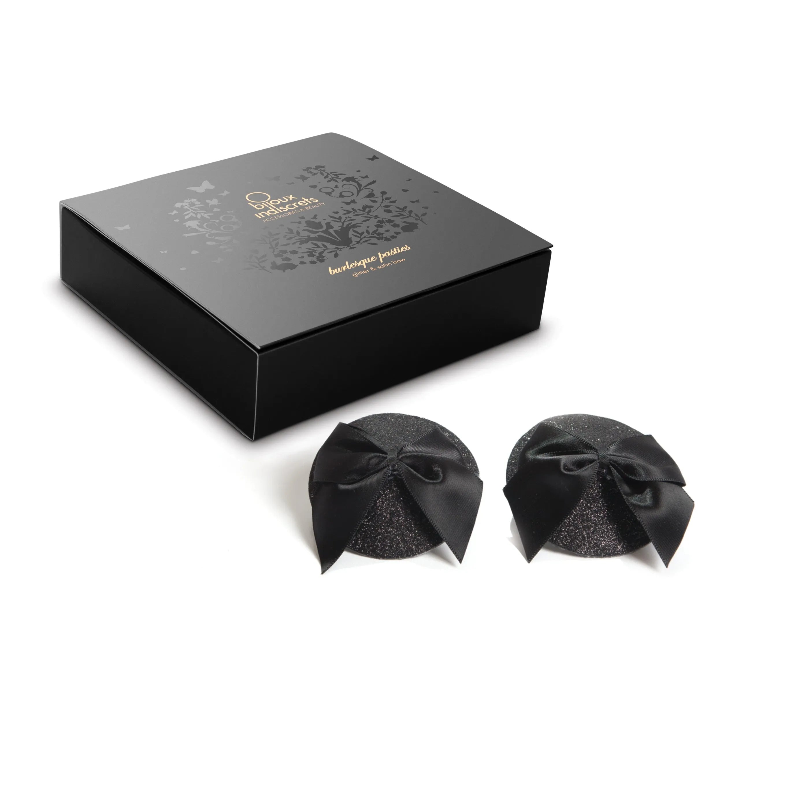 cachetétons pailletés burlesque glamour sensualité classe nœud satin noir années folles spectacle soirée intime confortable taille unique scintillants