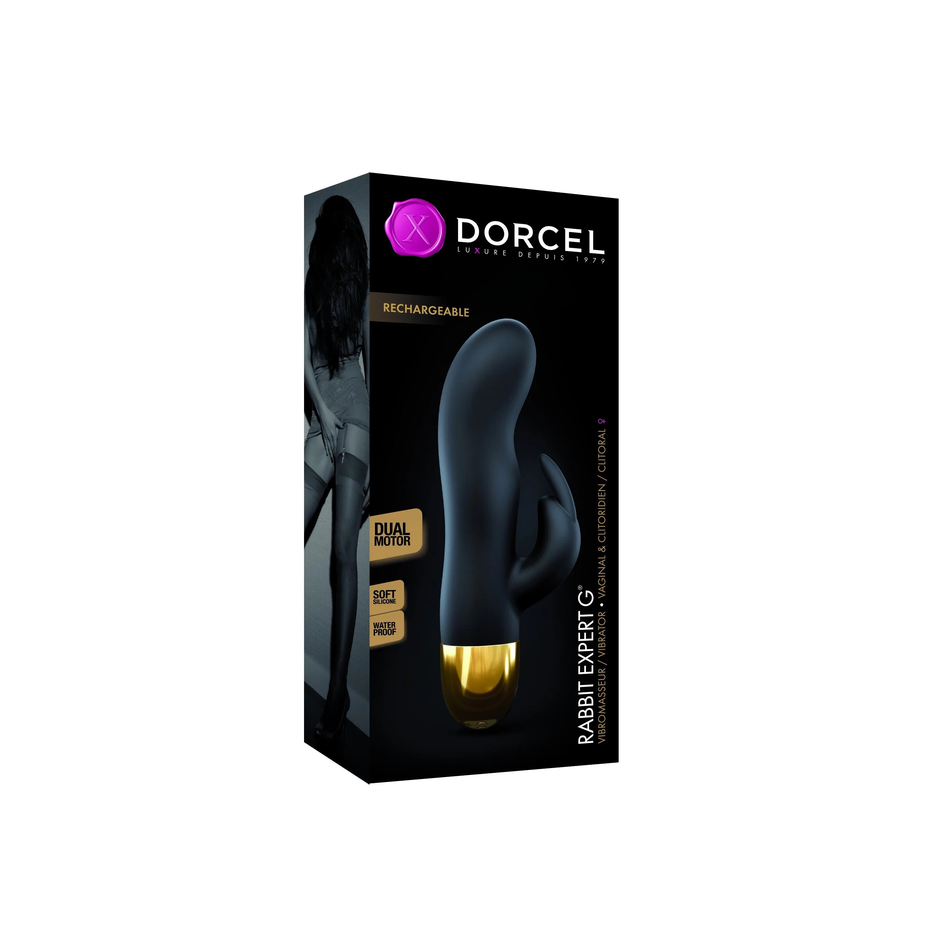 Vibromasseur rabbit chic noir or stimulation point G clitoris 7 vitesses