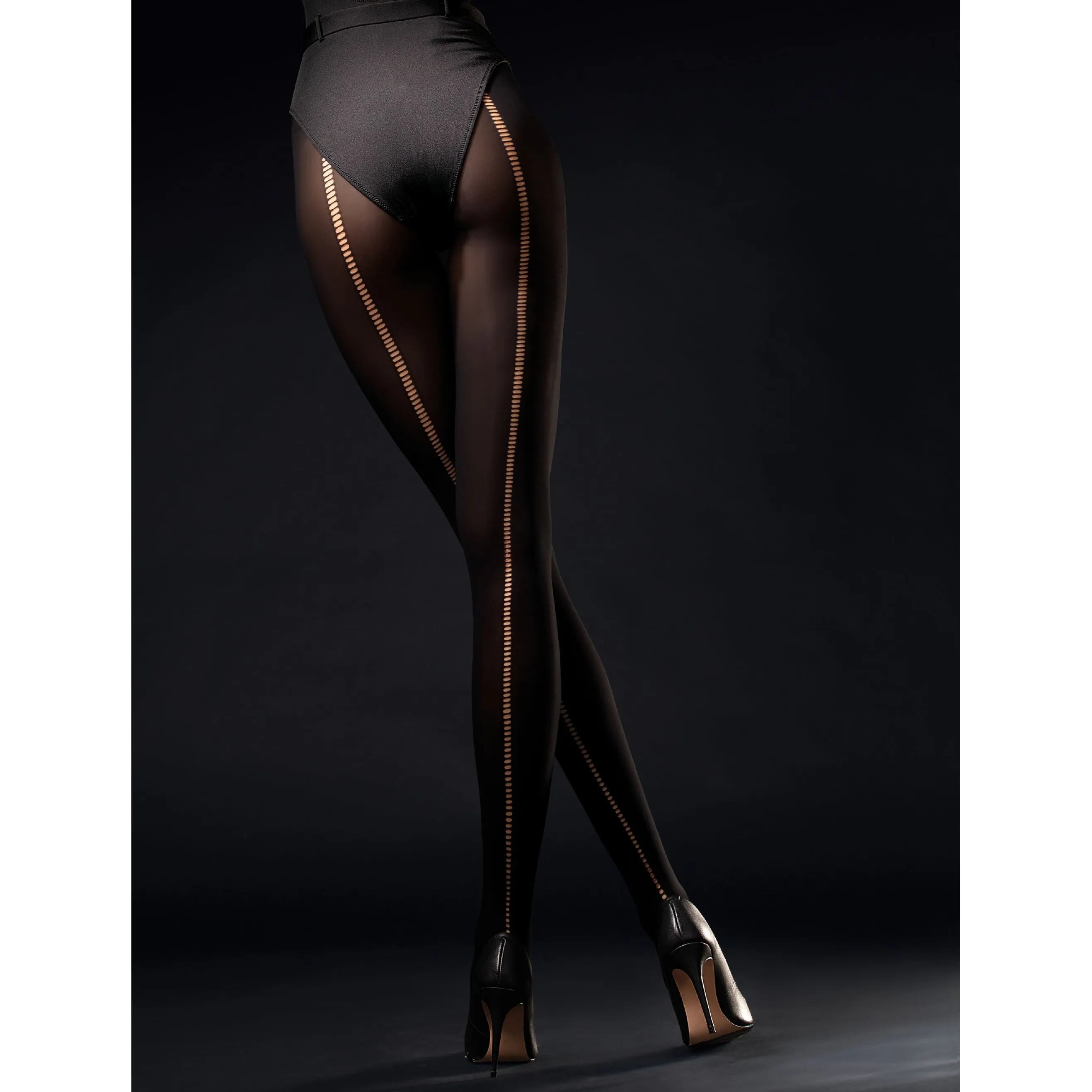collants opaques noirs ouverture arrière élasthanne durable extensible confortable sophistiqués élégants féminins sculptants gousset coton tailles multiples soirée bureau audacieux