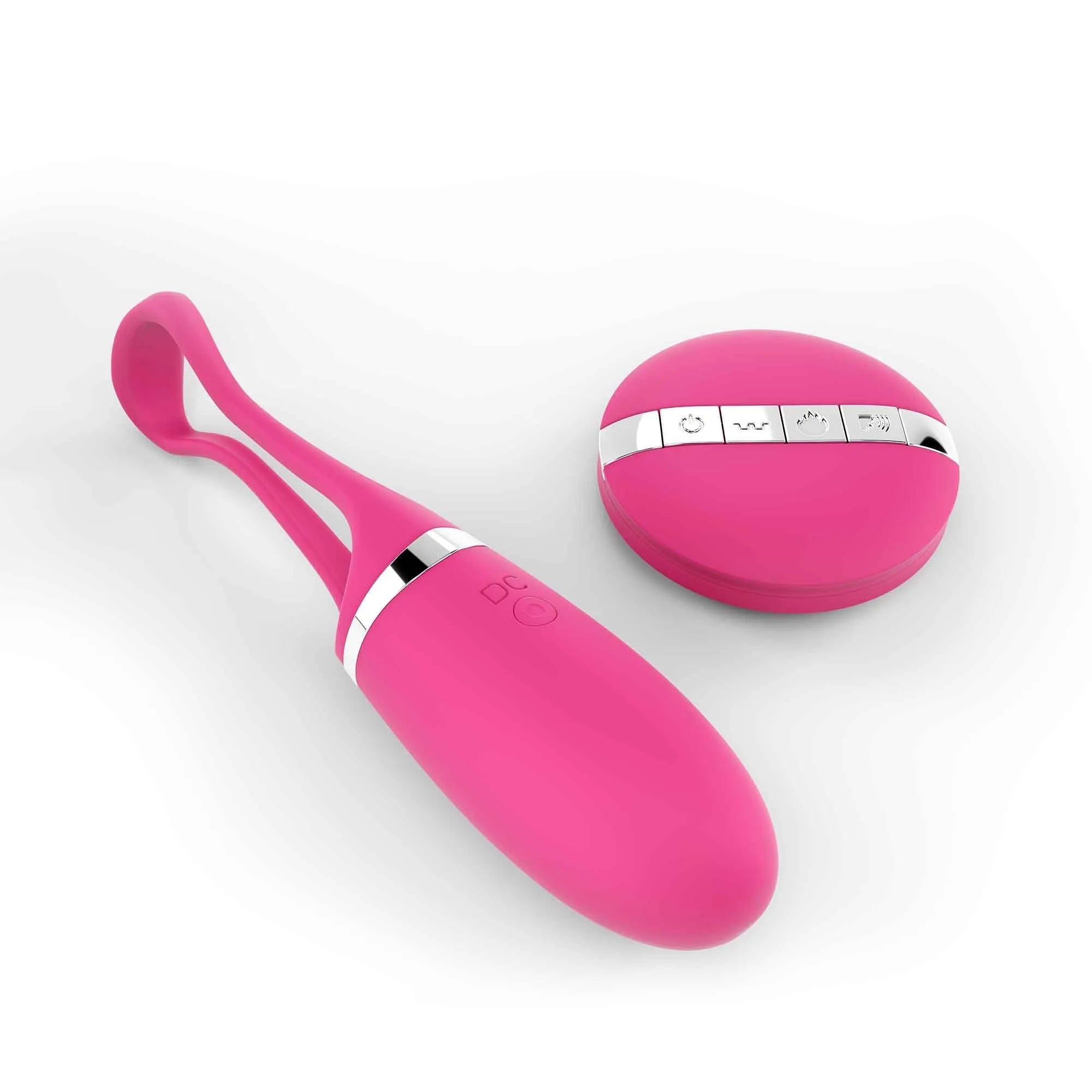 Oeuf vibrant silicone télécommandé magenta dix modes contrôle vocal rechargeable câble inclus sans phtalate doux toucher compact discret couple