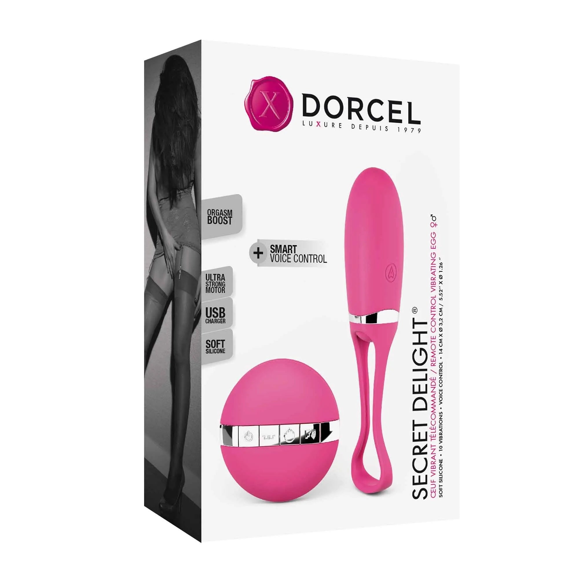 Oeuf vibrant silicone télécommandé magenta dix modes contrôle vocal rechargeable câble inclus sans phtalate doux toucher compact discret couple