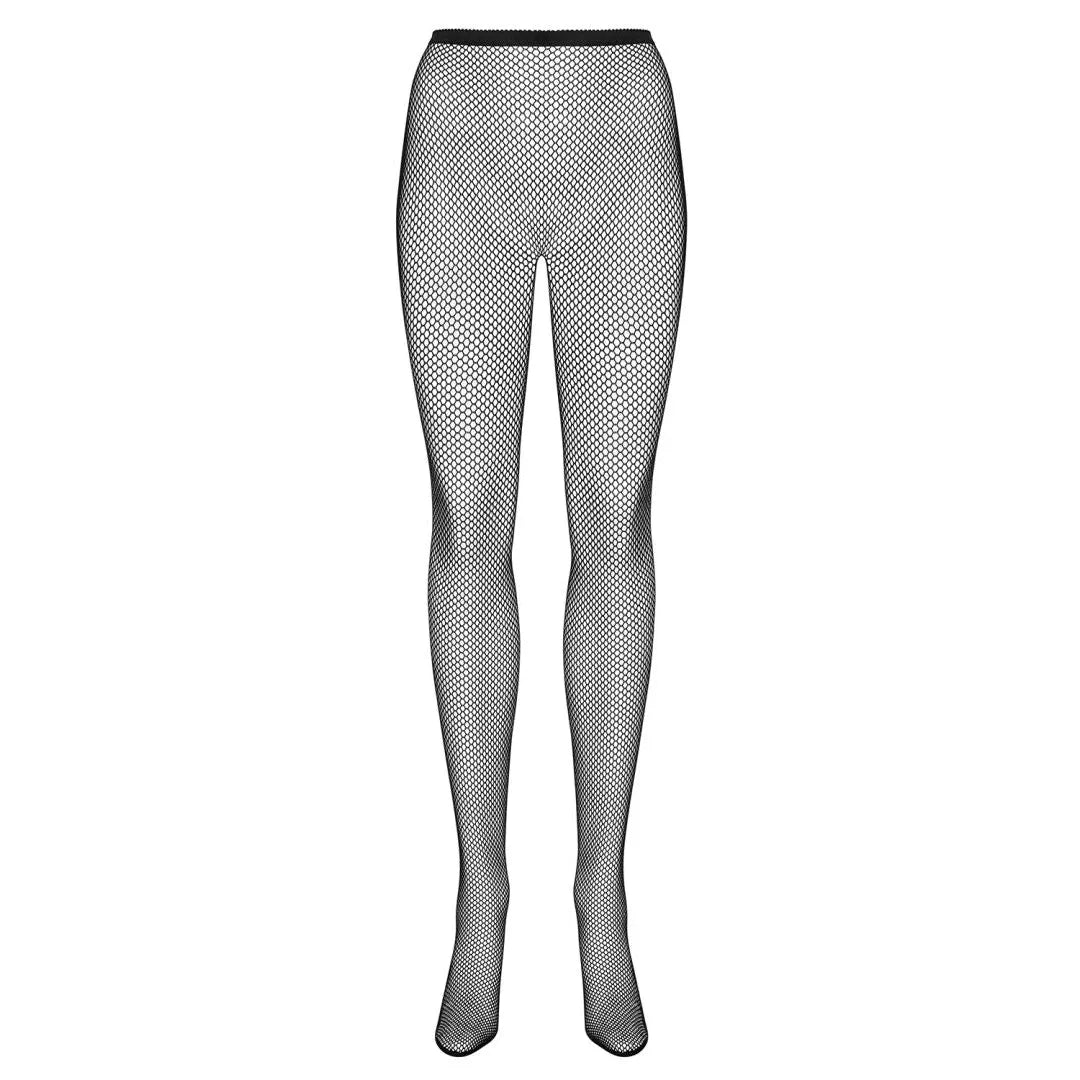 Collants résille noirs avec laçage arrière, ouverture fesses, design sexy et extensible pour allure glamour et séduisante.