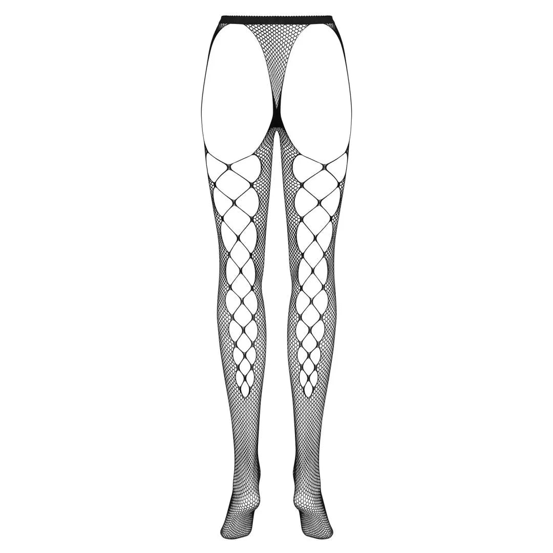 Collants résille noirs avec laçage arrière, ouverture fesses, design sexy et extensible pour une allure glamour et séduisa...
