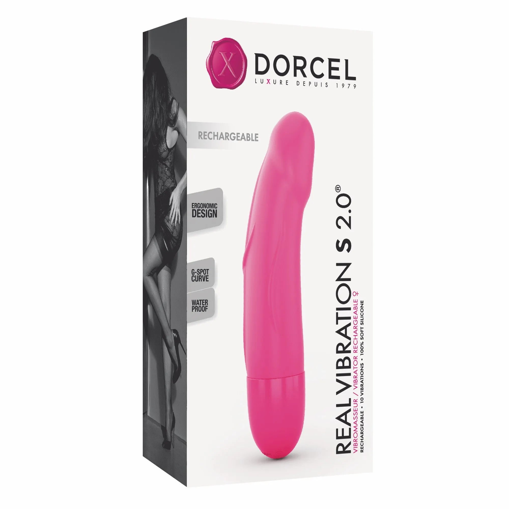 Vibromasseur silicone rechargeable waterproof 10 modes vibrations magenta 16 cm