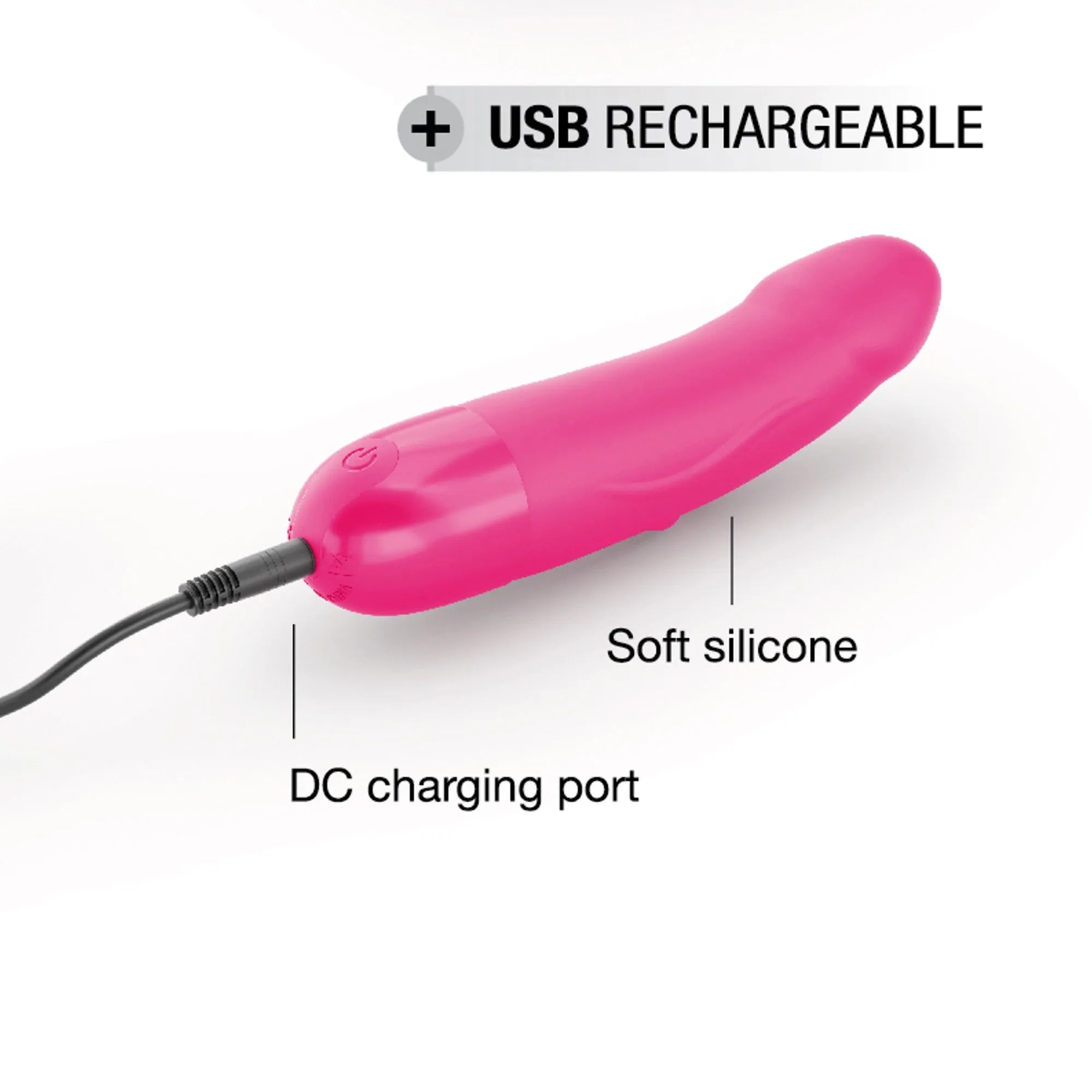 Vibromasseur silicone rechargeable waterproof 10 modes vibrations magenta 16 cm