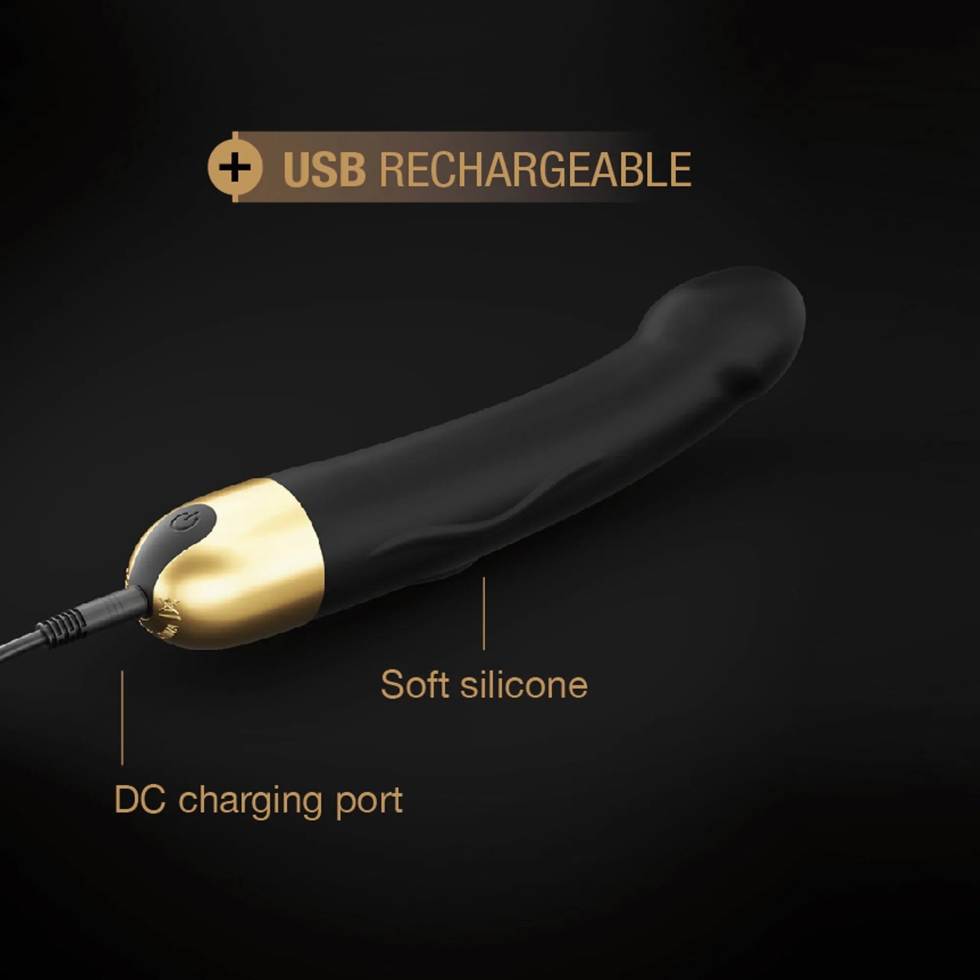 Vibromasseur gonflant ergonomique silicone noir or 10 modes vibrations