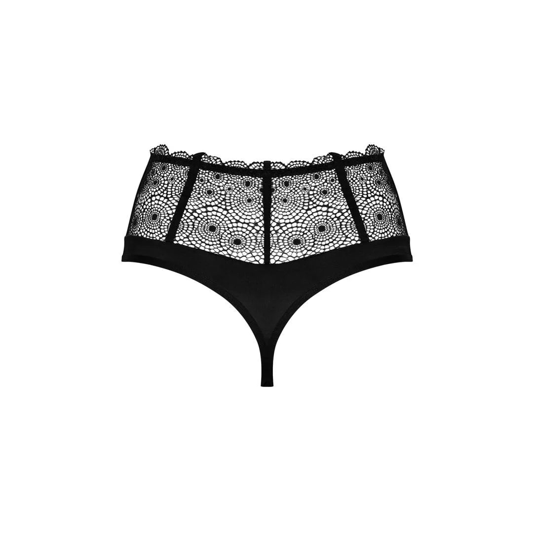 Culotte taille haute dentelle noire Sharlotte, design ouvert, élégante et sensuelle, confort et maintien optimal.