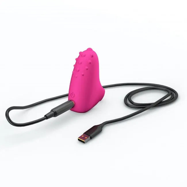 Stimulateur clitoridien vibrant silicone doux USB Magic Finger rose discret