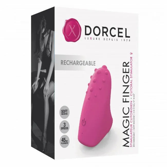 Stimulateur clitoridien vibrant silicone doux USB Magic Finger rose discret