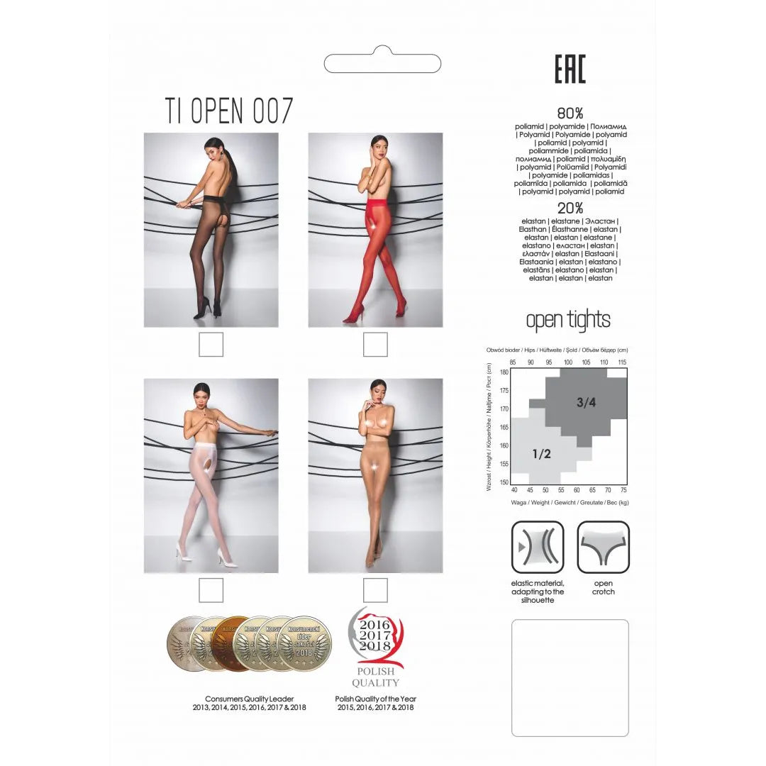 Collants noirs 20DEN entrejambe ouvert, élégants et transparents, femme, extensibles et confortables, en polyamide.