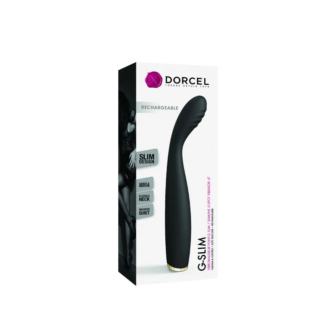 Vibromasseur point-G ultra fin flexible texturé silicone noir rechargeable
