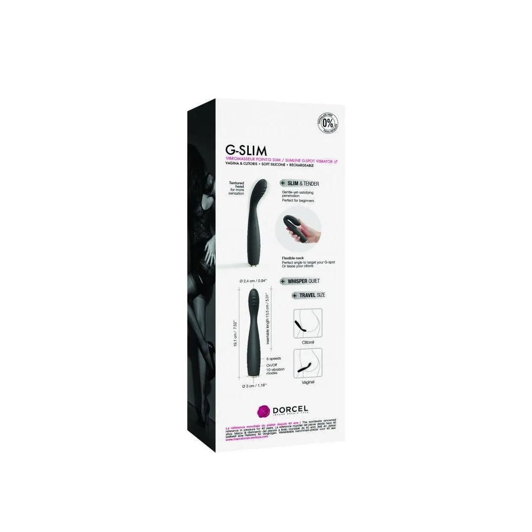 Vibromasseur point-G ultra fin flexible texturé silicone noir rechargeable