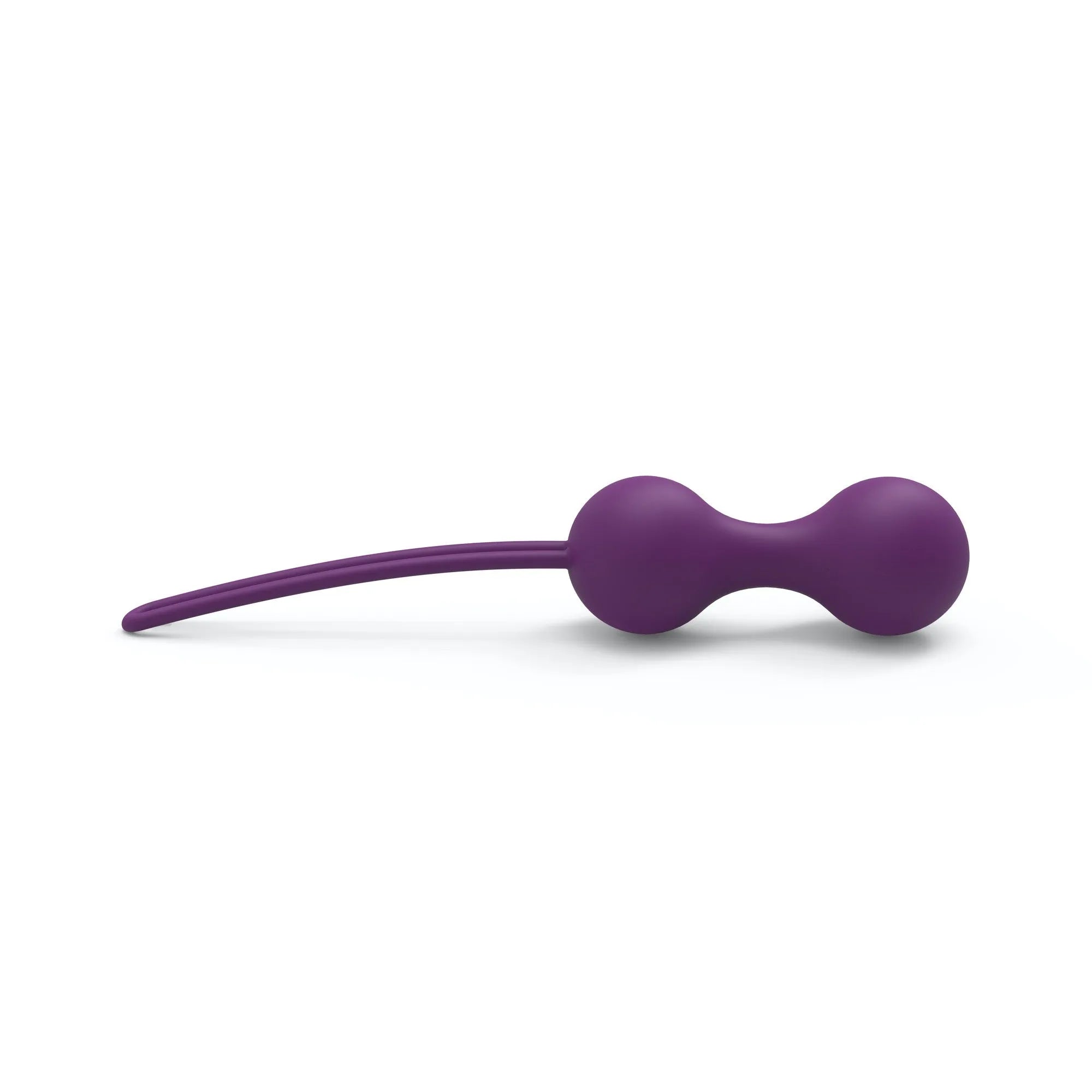 Boules Geisha violettes en silicone ergonomique, deux sphères, cordon, entraînement périnée, étanches, discrètes.