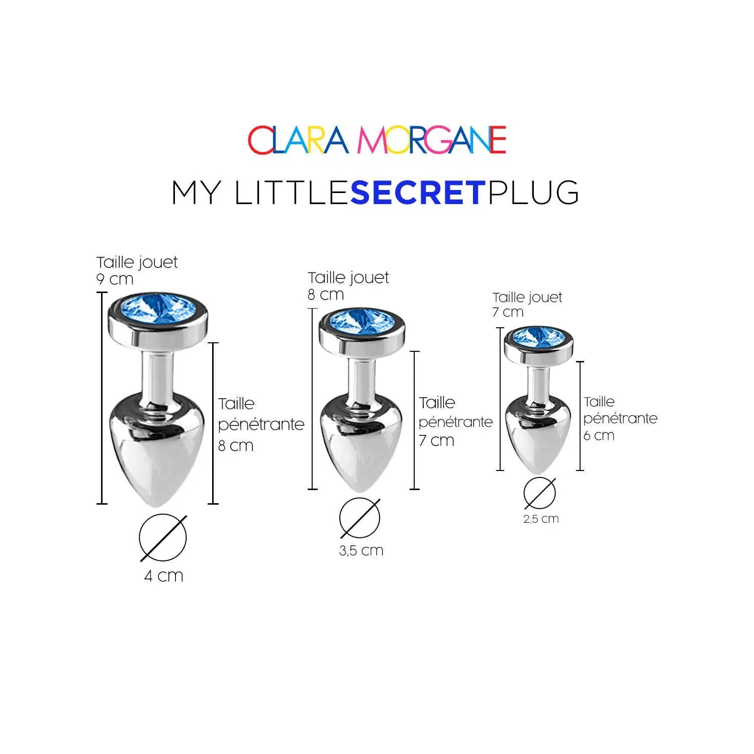 Plug anal aluminium bleu waterproof couple medium 7cm diamètre 3,5cm