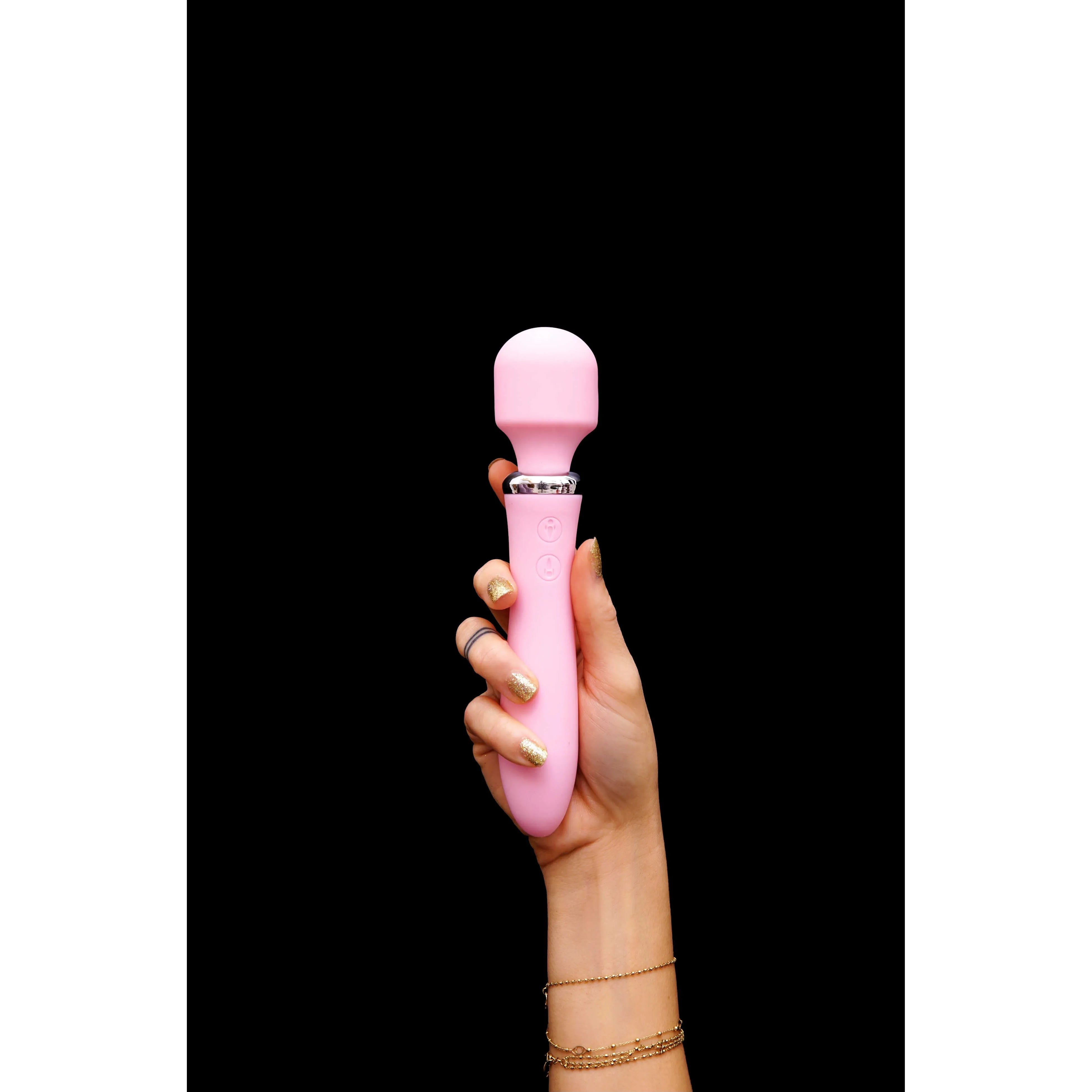 masseur vibrant tête maniable double silicone médical ultradoux sans phtalates étanche rechargeable dix modes puissants moteurs autonomie prolongée
