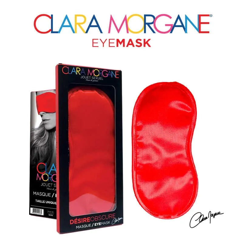 masque Clara Morgane rouge sensuel séduisant érotique luxueux satiné hypoallergénique confortable occultation élastique ajustable maintien mystérieux romantique intime élégant prestigieux