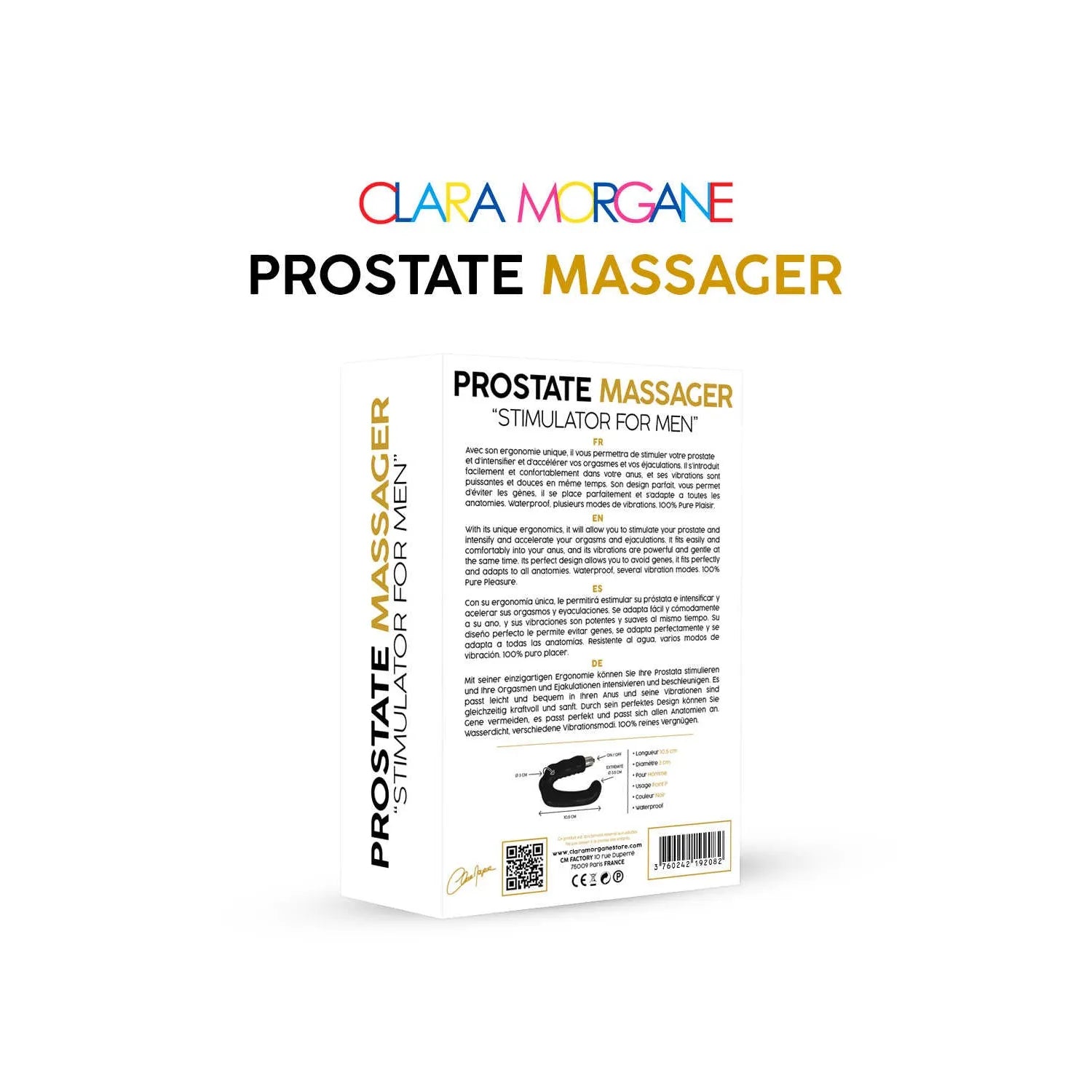 Stimulateur prostate vibrant silicone noir waterproof hommes couples usage anal