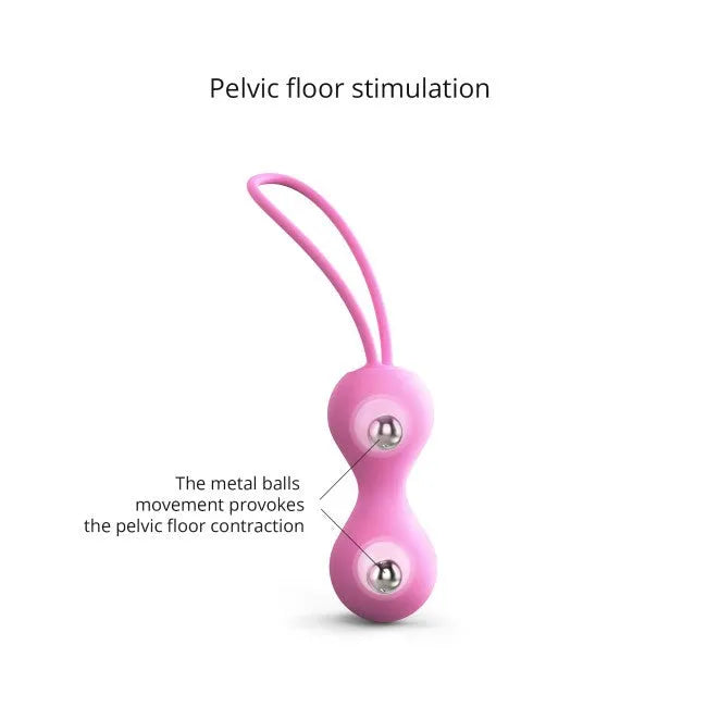 Boules de Geisha roses en silicone liquide, ergonomiques, avec cordon, pour renforcement périnéal et confort durable.
