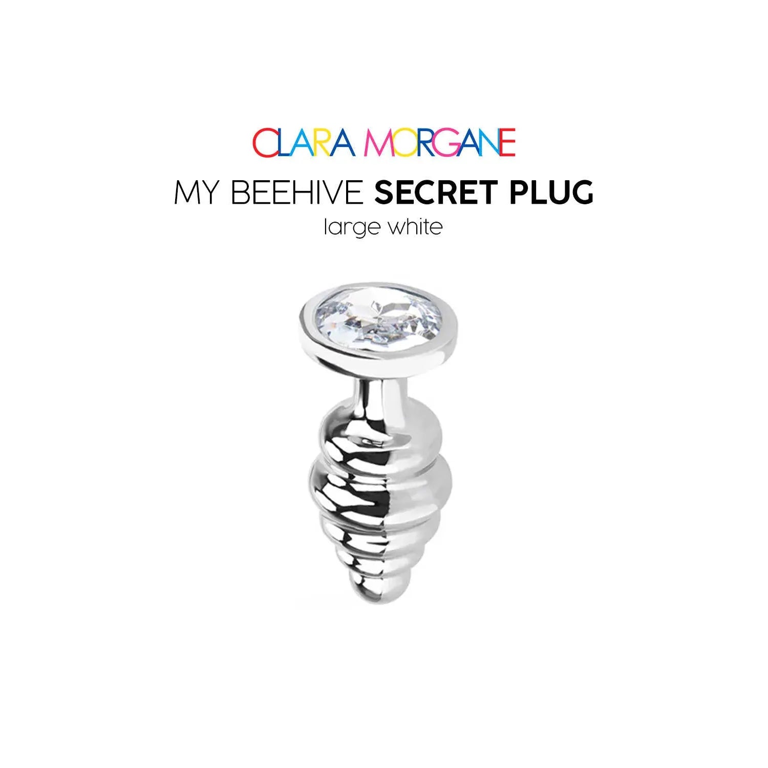 Bouchon anal aluminium blanc, finition éclatante, forme ergonomique, tailles disponibles: petit, moyen, grand.