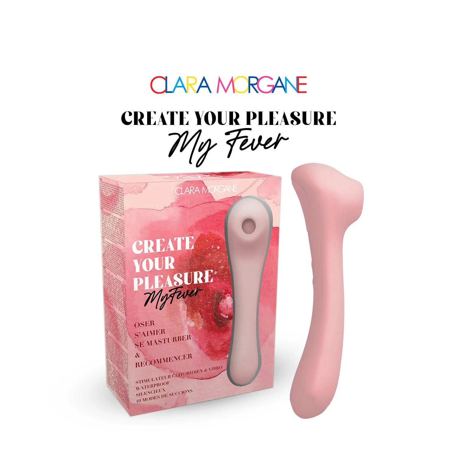 stimulateur clitoridien silicone médical étanche rechargeable ergonomique hypoallergénique doux compact silencieux puissant dix modes succion vibration rose