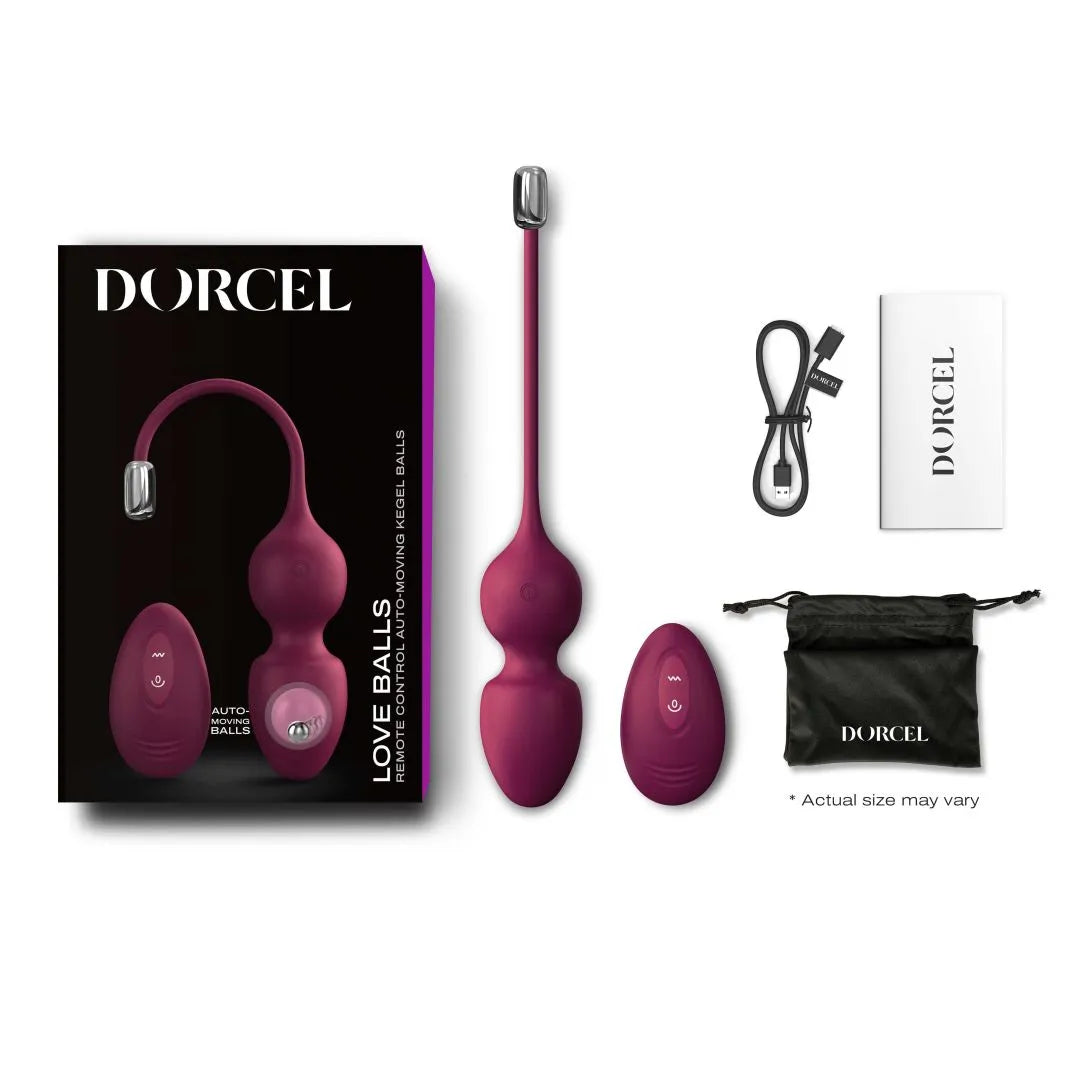 Boules geisha mauves Dorcel avec télécommande, technologie magnétique, silicone ergonomique, rechargeables, accessoires in...