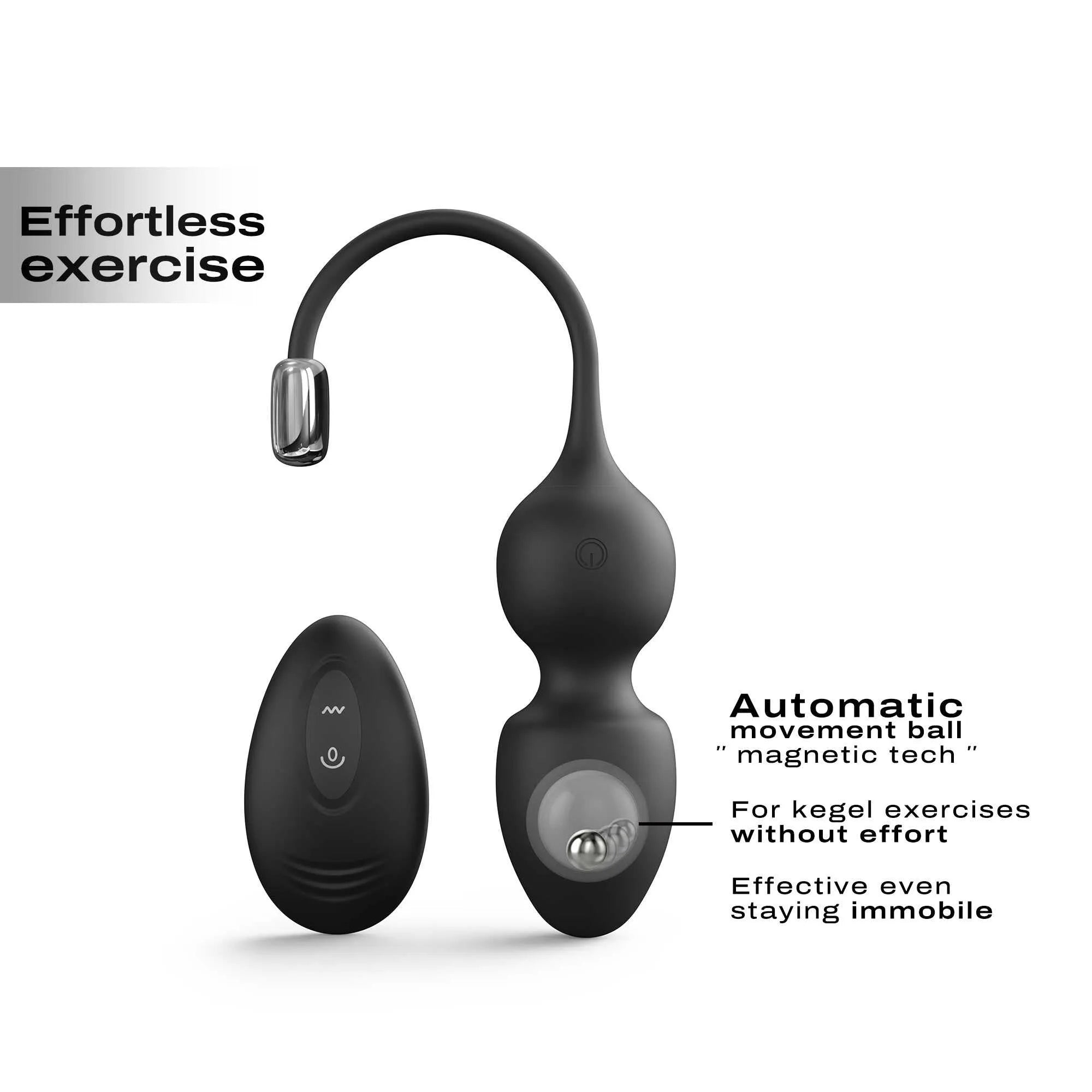 Boules Geisha noires Dorcel avec télécommande, design ergonomique, pour exercices Kegel, stimulation et bien-être.