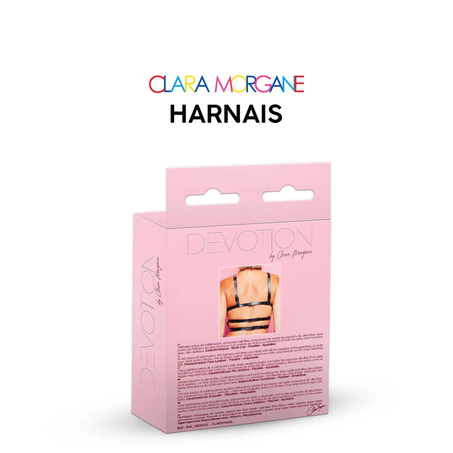 harnais Eros simili cuir noir érotique sublimation buste lanières ajustables confortable qualité supérieure sensualité élégance audace séduction Clara Morgane