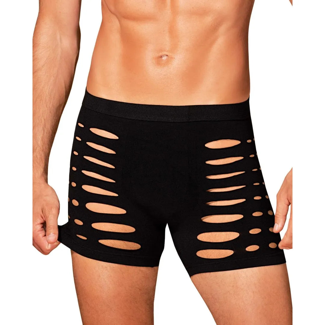 Caleçon noir homme M104, matière élastique, découpes audacieuses, coupe silhouette, confort seconde peau.