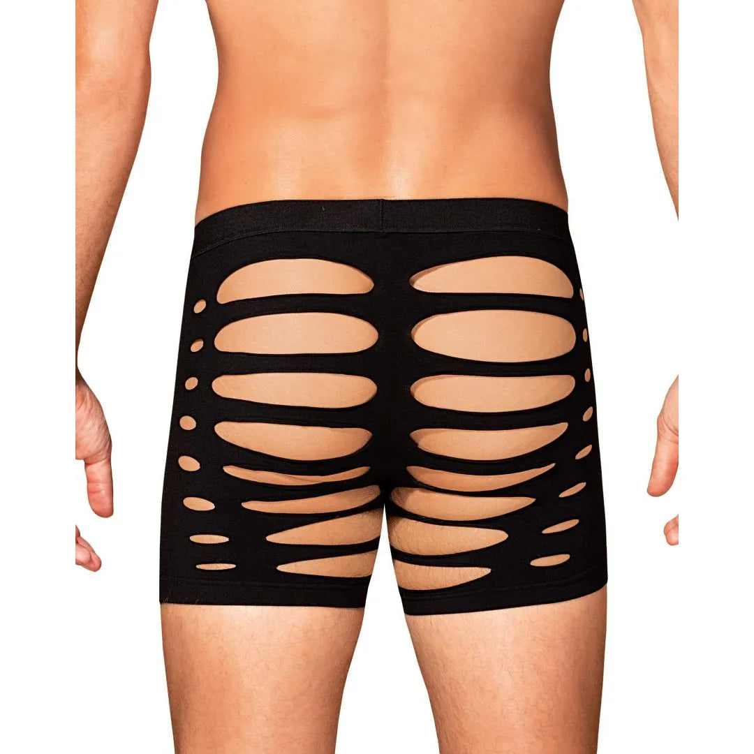Caleçon noir homme M104, découpes audacieuses, matière élastique, coupe silhouette, confort seconde peau.
