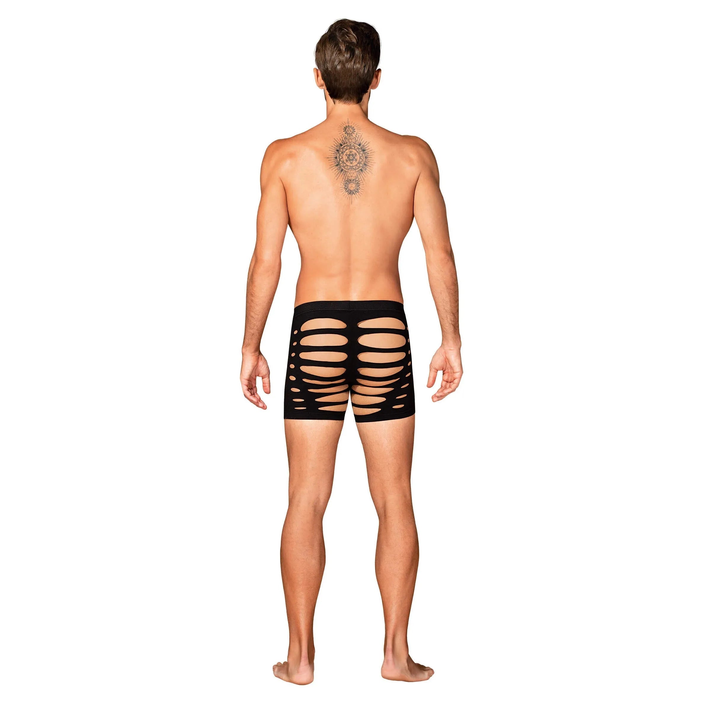 Caleçon noir homme M104, coupe silhouette, découpes audacieuses, matière élastique, style sexy et confortable.