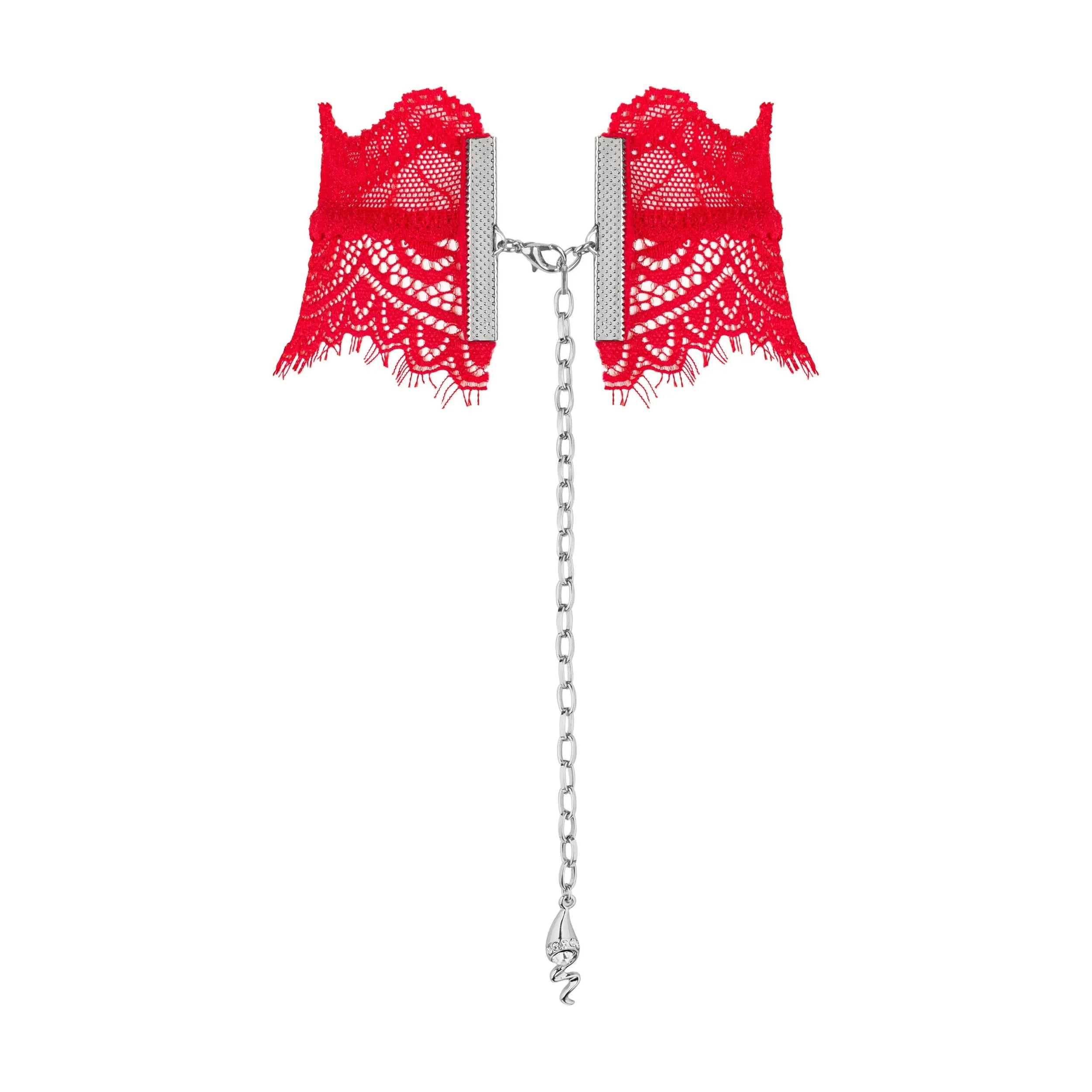 Tour de cou dentelle rouge vif bijou réglable sexy polyamide 90%