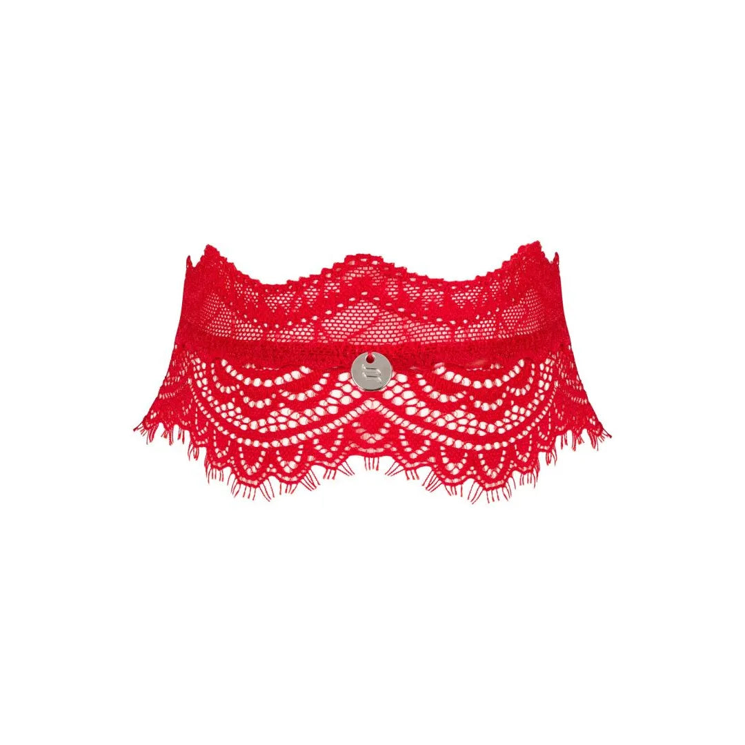 Tour de cou dentelle rouge vif bijou réglable sexy polyamide 90%