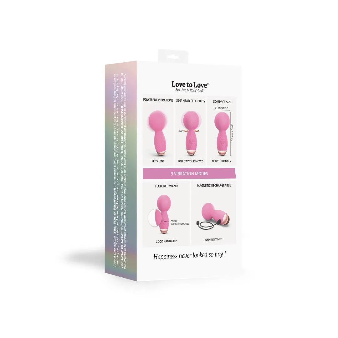 vibromasseur compact puissant silencieux flexible miniaturisé portable discret ergonomique doux moelleux rechargeable 8cm pochette rose voyage