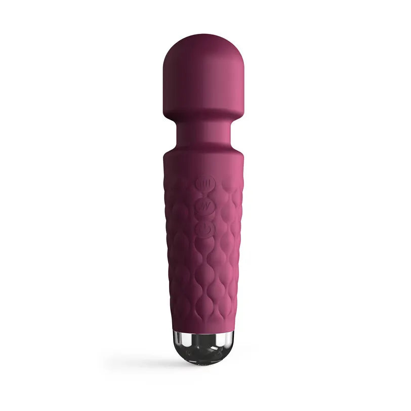 mini compact rechargeable silicone doux puissant silencieux discret ergonomique matelassé pivotant quinze centimètres voyage prune argent vingt modes stimulation intime