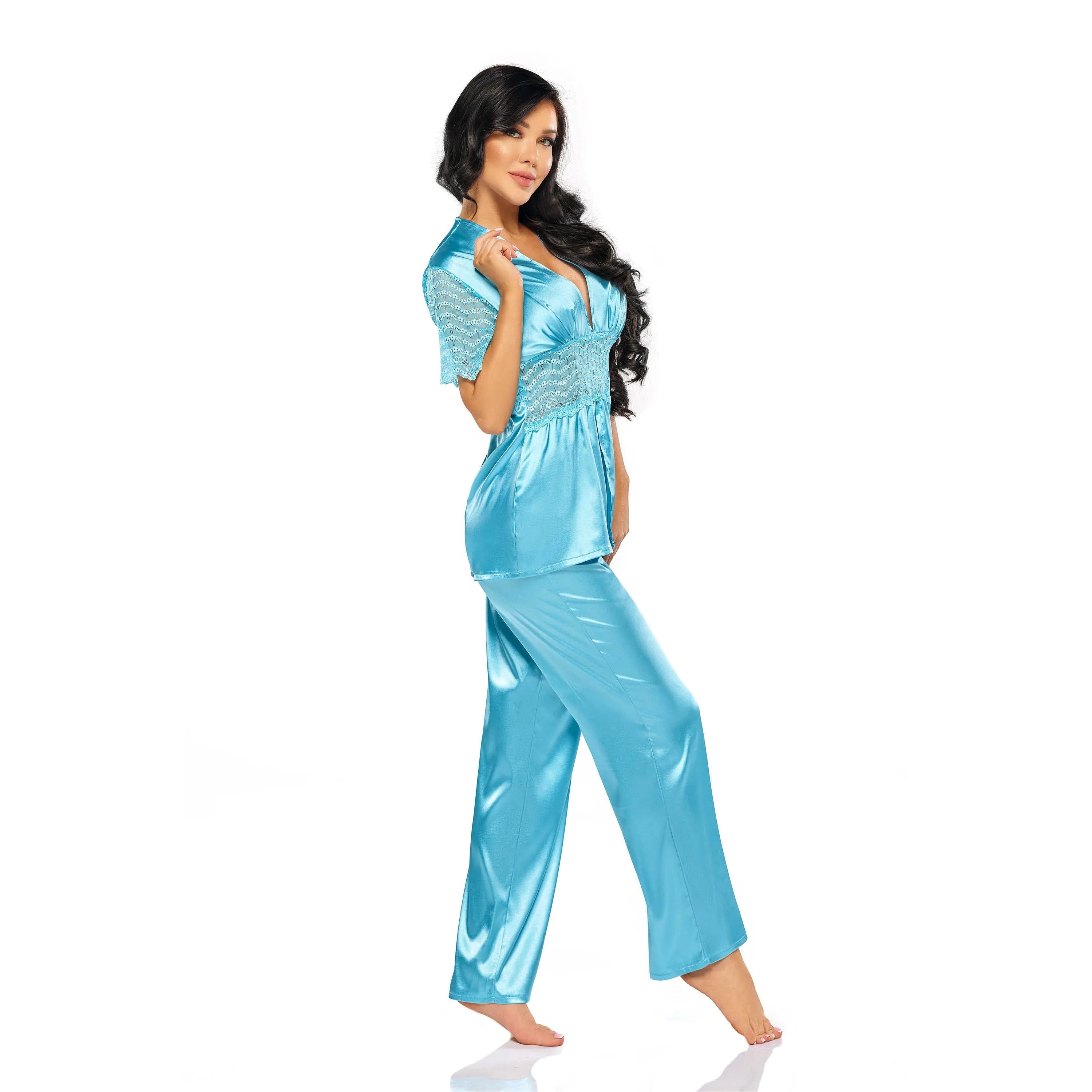 Ensemble lingerie turquoise Missy femme, élégant et confortable, en polyamide élasthanne, coupe flatteuse.