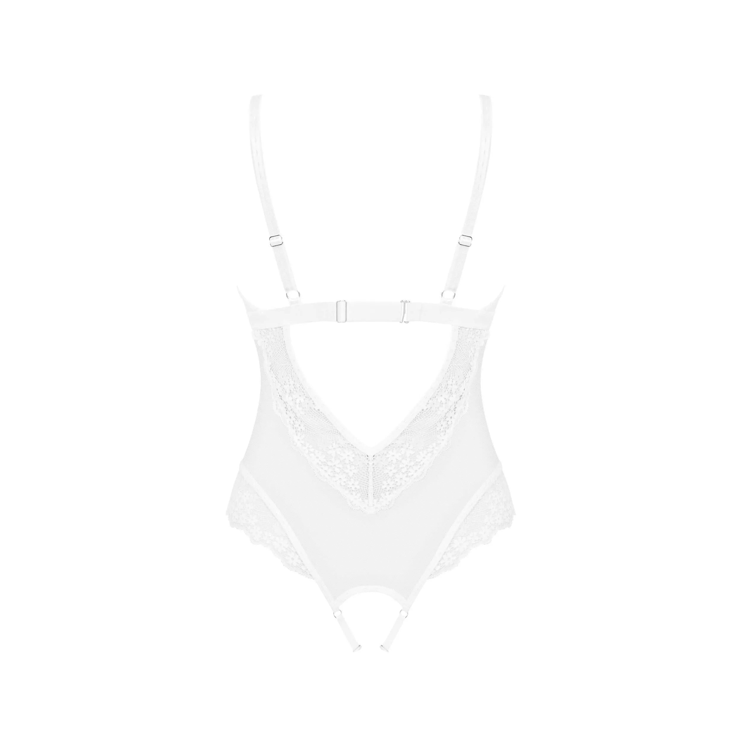 lingerie sexy blanc ouvert entrejambe bretelles réglables luxe pendentif bijou tissu extensible doux élégant raffiné sensuel audacieux confortable