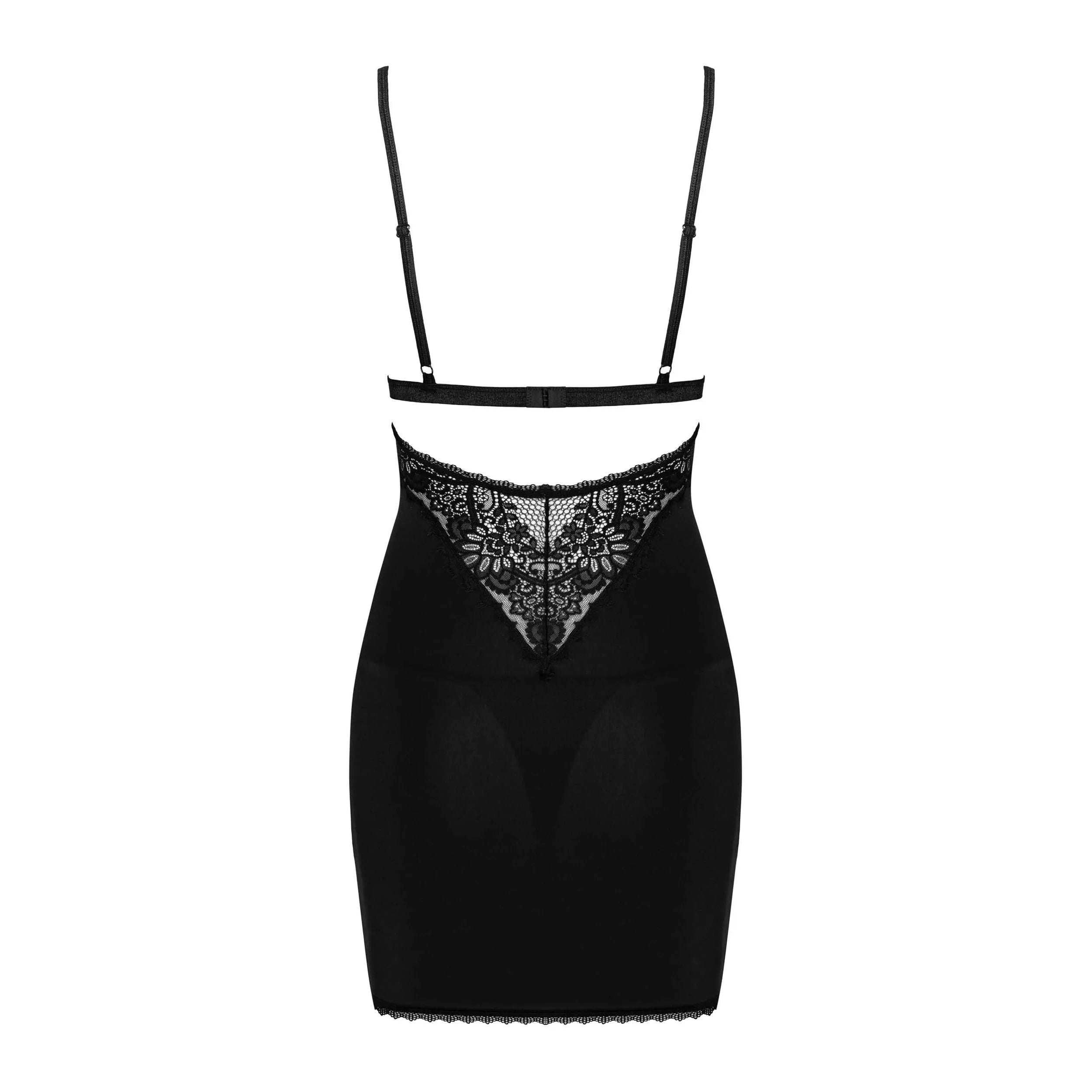 nuisette string noir dentelle sensuelle confortable ajustable bretelles réglables fermeture positions multiples tissu élastique polyamide élasthanne pendentif argent raffinée élégante