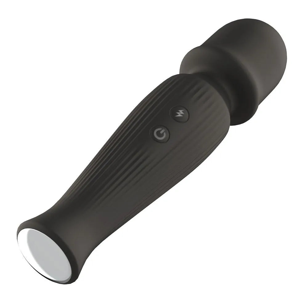 Wand massager ergonomique flexible 10 modes silicone noir USB étanche 18 cm